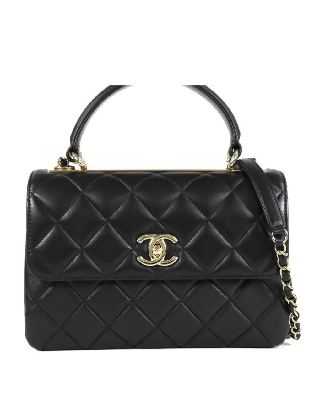 Chanel Trendy CC Black Gold Lambskin 2-Way Shoulder Bag